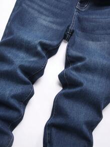 Manfinity Homme Men's Casual Washed Slim Fit Jeans - Dark Wash - View 5