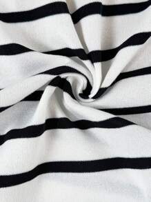 SHEIN CURVE+ Maglia di taglia curvy a costine, monopetto, a righe, casual, per donna, taglia curvy, per vacanza