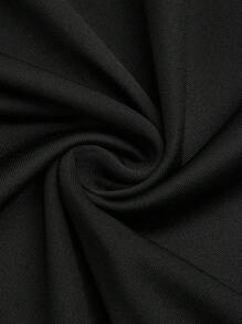 SHEIN MOOSTA Fashionable Summer Square Neck Short Sleeve Elastic Side Slit Bodycon Dress - Black - View 7