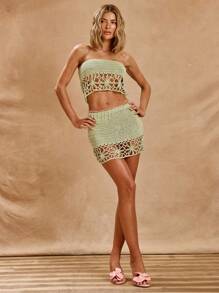 MUSERA Chân váy ngắn ôm sát, cạp thấp, họa tiết hoa, thích hợp cho kỳ nghỉ hè, phong cách Boho Ibiza, thanh lịch, câu lạc bộ, bãi biển, dễ thương, gợi cảm, lễ hội, tiệc tùng, kỳ nghỉ xuân. - màu xanh lá - Xem 1