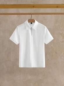 HIMLAND Men Quarter Zip Ribbed Knit Polo Shirt, Old Money