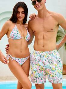 Manfinity VDAYZ 男士夏威夷花卉印花沙滩短裤