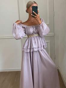 DAZY Women Two Pieces Outfits For Daily Wear Off Shoulder Top - Pink - View 3