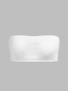 SHEIN Girlism 2 件套青少年女孩简约柔软罗纹吊带背心，配有可拆卸垫和 3 排纽扣开合 - 白色 - 查看 5