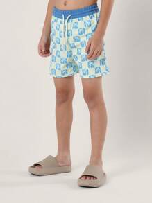 SUMWON Palm Pattern Surf Board Summer Beach Swimming Trunks Elastic Waistband Pool Swim Shorts Vacation Resort Casual Water Sport Outerwear Vacation - Blue - View 3