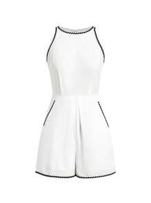 Ellevyn 女式黑白拼色圆领无袖连体裤 女装 夏季 - 白色 - 查看 5