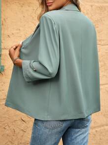 Breezaya Women's Casual Loose Turndown Collar Half Sleeve Rolled Cuff Thin Jacket