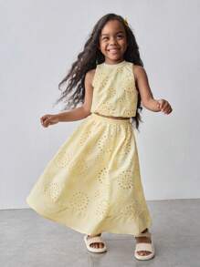Maija Kids Maija Kids 2pcs/Set Young Girl Casual Cami + Skirt Set,Kids - Yellow - View 3
