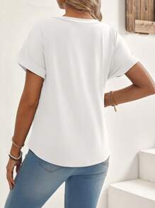 SHEIN Maternity Solid Batwing Sleeve T-Shirt For Summer - White - View 2