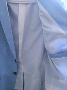 Manfinity Mode Men's Solid Color Lapel Neck Long Sleeve Casual Suit Jacket - Baby Blue - View 8