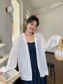 Dazy Plus Women's Loose Sheer Long Sleeve Cardigan