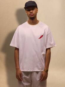 Musero Camiseta de manga corta de estilo casual de calle con estampado gráfico de chile oversize para vacaciones de verano