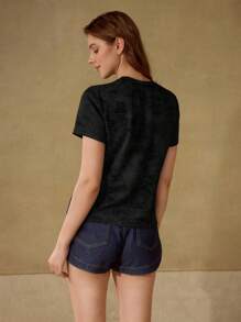 MOTF PREMIUM RHINESTONE CUT OUT BUTTERFLY T-SHIRT - Black - View 3