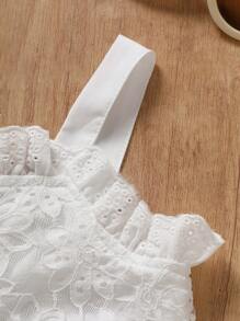 2 pièces Ensemble mode casual bébé fille Débardeur en dentelle et pantalon en dentelle Deux pièces, style doux pour filles, nouveaux produits pour le printemps et l'été