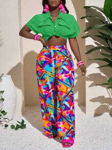 Slaydiva Women Two Pieces Outfits For Daily Wear - Green - View 6