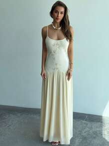 Aloruh Abito-camicia elegante da donna con volant e ricamo floreale
