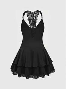 ROMWE J-Fashion Punk Style Cross Decor Multi-Layer Necklace Women Short Dress