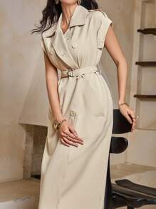 DAZY Nuevo abrigo vestido largo de estilo casual de negocios de unicolor para mujeres, de verano