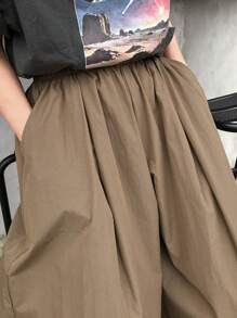 FRIFUL Women's Black Loose Wide Leg Pants & Culottes, Spring - Khaki - View 7