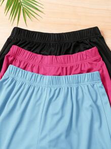 SHEIN 3 Stücke/Set Teenager Jungen Lässig Patchwork Reflektorband Shorts, Schwarz/Grau/Blau, Sport & Freizeitkleidung
