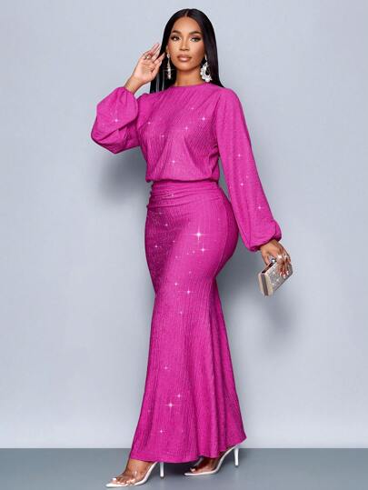 SOLERSUN Vestido maxi ajustado de color rosa elegante con bajo de cola de sirena, adecuado para fiesta de Navidad, vacaciones, citas y San Valentín