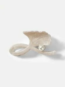 MOTF PREMIUM LEAF SHAPED FAUX PEARL HAIR CLAW CLIP CLAW CLIPS HAIR CLAWS HAIR BARRETTES - Grey - View 1