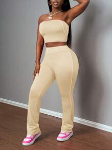 Slaydiva Women Two Pieces Outfits For Daily Wear - Apricot - View 5