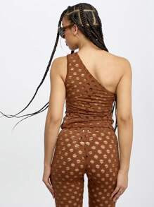 SUMWON WOMEN Schulterfreies, verwaschenes Trägertop mit Sommer-Cutout-Detail, schlanke Passform, Festival-Bodycon-Streetstyle, ärmelloses, modisches, lässiges Club-Nacht-Party-Oberteil - Braun - Übersicht 2