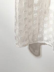 SHEIN Clasi 女式 A 字波点拼接腰部喇叭中长裙 - 白色 - 查看 5