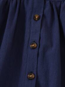 SHEIN Infant Girls' Summer Pastoral Style Elegant Embroidered Graphic Sleeveless Vest And A-Line Skirt Set, Princess Design Bamboo Fiber Cotton Romper Full Snap Front Dress