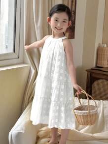 DAZY Girl (Toddler) Round Neck Sleeveless Halter Cute Dress, Summer