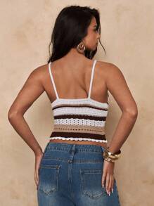 SHEIN BAE Women's Multi-Color Sexy & Romantic Striped Camisole Knit Sweater Top - Multicolor - View 2