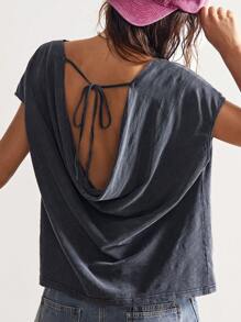 Bohemela Camiseta holgada informal de estilo bohemio con estampado, para verano - Negro - Ver 4