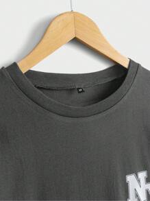 RueChic T-shirt casual à col rond à manches courtes avec graphique lettrée pour hommes, été