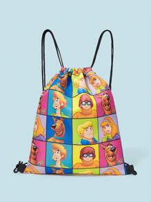 SCOOBY-DOO X SHEIN Drawstring Bag, Sports, Fitness, Travel, Swimming, Beach Drawstring Backpack, Gym Bag, Workout Bag, Unisex For Men, Women, Girls, Boys, Fitness Accessories - Multicolor - View 1