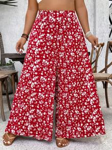 SHEIN VCAY 大码女式碎花宽松裤，休闲度假装 - 彩色 - 查看 5