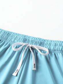 Manfinity Homme Men's Letter Print Casual Shorts For Summer - Blue - View 8