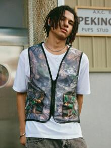 Manfinity EMRG 男士迷彩拉链短款上衣，街头男装，网眼男士上衣，街头男士衬衫，街头男士衬衫 - 彩色 - 查看 4