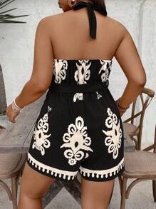 SHEIN VCAY Mono estampado con floral y lazo en el frente para mujer de talla grande - Multicolor - Ver 2