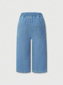 Pantalones vaqueros de niño corte recto lavado azul, versátiles y cómodos, nueva llegada primavera/verano 2025, adecuados para uso diario