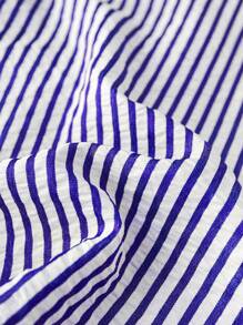 2pcs/Set Young Boys Comfortable Casual Loose Fit Korean Fashion Stylish Striped Shirt And Contrast Color Shorts Set, Suitable For Daily Wear, Sports, Outing, School, Parties, Festivals, Photoshoot, Back To School Season, Spring/Summer