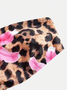 Swim Oasis Plus Size Women Floral & Leopard Print Sexy Halter Tankini Swimsuit Set Z Przezroczystym Nakryciem i Spódnicą Na Letnią Plażę