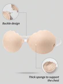 SHEIN Women's Solid Color Arc-Edged Adhesive Bra For Everyday Wear - Apricot - View 6