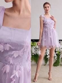 MOTF Soiréza CONTRAST MESH APPLIQUES COCKTAIL DRESS - Mauve Purple - View 8
