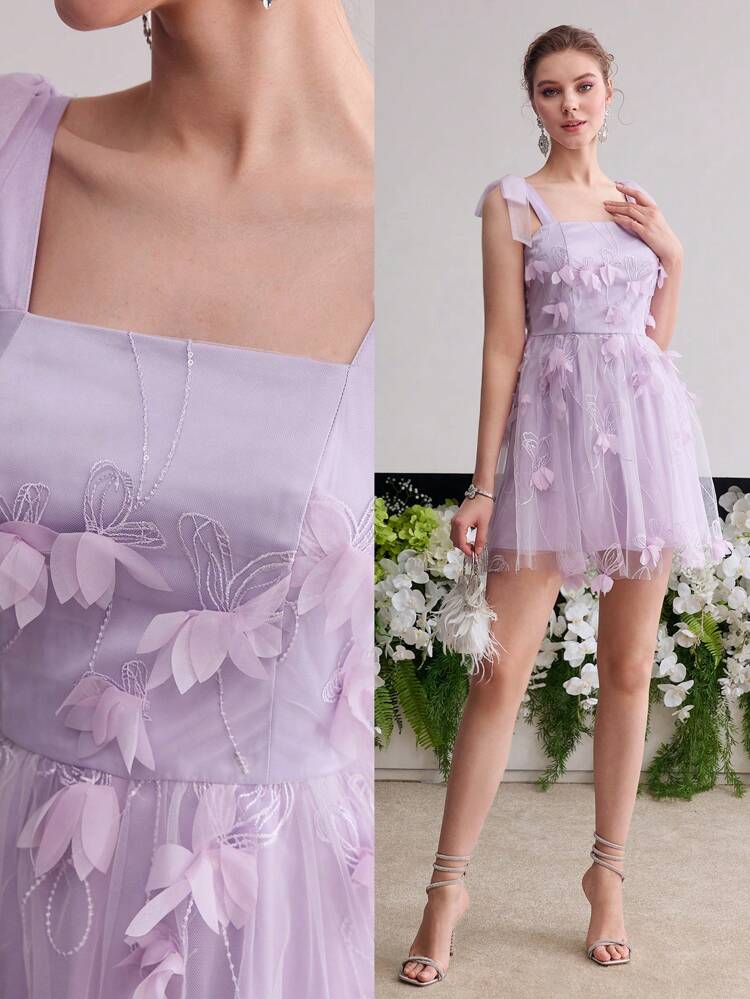 MOTF Soiréza CONTRAST MESH APPLIQUES COCKTAIL DRESS