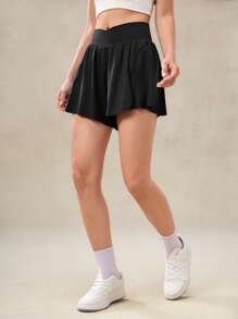 OutZeal Quần short thể thao nữ màu đen, thích hợp chạy bộ, tennis, mùa hè, nhanh khô, ôm bụng, có túi tích hợp. - màu đen - Xem 9