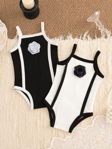 2 pièces/set Body élégant noir et blanc pour bébé fille mode