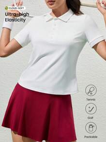 CourtClass Uniwersalna, jednokolorowa koszulka polo z kołnierzykiem typu "knebel", wyszczuplający krój