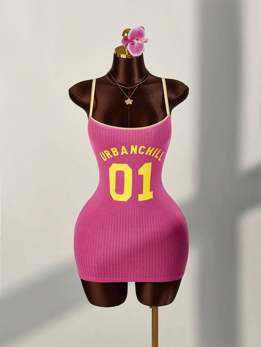 Amplova Váy bó sát ren chắp vá màu sắc thể thao số - Hồng - Xem 1