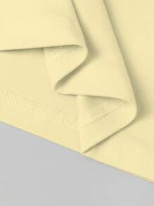 SHEIN EZwear 女式休闲标语印花短袖T恤，夏季 - 黃色 - 查看 3